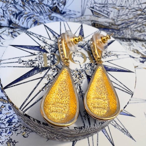 DIOR “Dark Pendulum” Gold Plated Pierced Earrings by Christian Dior - Picture 6 of 6